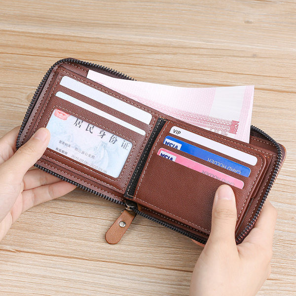 Retro férfi eko bőr pénztárca cipzárral