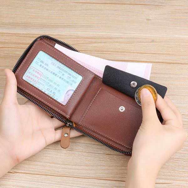 Retro férfi eko bőr pénztárca cipzárral