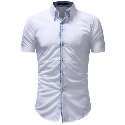 „Trim Fit“ vyriški „Smart Casual“ suknelių marškiniai su apykakle ilgomis rankovėmis, tvirti verslo vyriški drabužiai