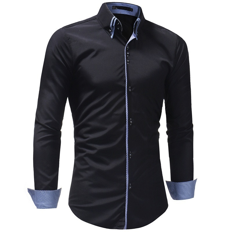„Trim Fit“ vyriški „Smart Casual“ suknelių marškiniai su apykakle ilgomis rankovėmis, tvirti verslo vyriški drabužiai