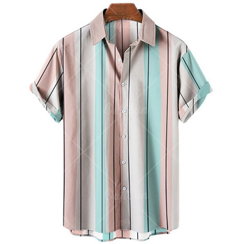 Модни мъжки хавайски ризи, тениска, мъжко улично облекло, риза с къс ръкав за мъже, горна щампа, блуза с големи размери