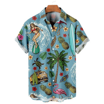 Χαβάη πουκάμισα για άντρες Γοργόνα με στάμπα στην παραλία Μπλούζα με κοντομάνικα 2022 Νέο υπερμεγέθη πουκάμισο Ανδρικά επώνυμα ρούχα υψηλής ποιότητας