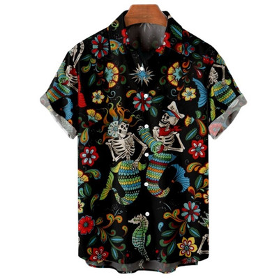 Havajų marškiniai vyrams Mermaid Print Beach trumpomis rankovėmis Palaidinė 2022 m. Nauji dideli marškiniai Vyriški dizainerio drabužiai Aukštos kokybės