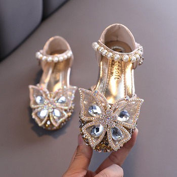Детски обувки с пайети и дантела с панделка за момичета, единични ежедневни обувки за момичета, сладка перлена принцеса, 2022 г. Нови сватбени обувки за детско парти D721
