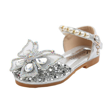 Κοριτσίστικες παγιέτες με δαντέλα Φιόγκος παιδικά παπούτσια για κορίτσια Χαριτωμένα μαργαριτάρια Princess Dance Single Casual Παπούτσια 2022 Νέα παιδικά παπούτσια γάμου D721