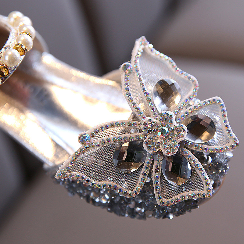 Tüdrukute litritega pitsist vibu lastejalatsid Tüdrukutele armsad pärlprintsessi tantsukingad, 2022. aasta uued pulmakingad laste peoks D721