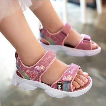 Παιδικά πέδιλα για κορίτσια Μαλακά σανδάλια Princess Ελαφρύ γυαλιστερό τύπωμα παιδικά παπούτσια Άνετα καλοκαιρινά παιδικά σανδάλια