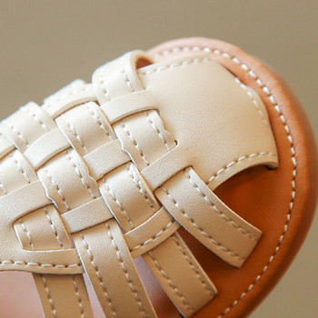 2022 г. Нови монолитни сандали за момичета Vintange Weave Сандали със затворени пръсти за момичета Деца Бебешки плоски сандали за момичета Летни детски обувки F02234
