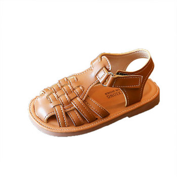 2022 г. Нови монолитни сандали за момичета Vintange Weave Сандали със затворени пръсти за момичета Деца Бебешки плоски сандали за момичета Летни детски обувки F02234
