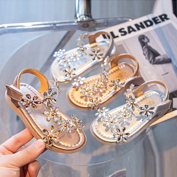 Καλοκαίρι 2022 Κοριτσίστικα πέδιλα Flower Κρυστάλλινα παπούτσια Princess Παιδικά Μόδα Rhinestone Παπούτσια παραλίας Παιδικά Αντιολισθητικά παπούτσια με λουριά αστραγάλου