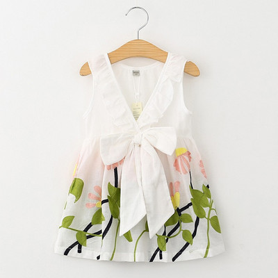 2021 m. nauja vasaros mergaičių suknelė Kūdikiui miela gėlėmis klostuota be rankovių vakarėliui princesės suknelė vaikiška mažyliui, vaikiška, mergaičių apranga