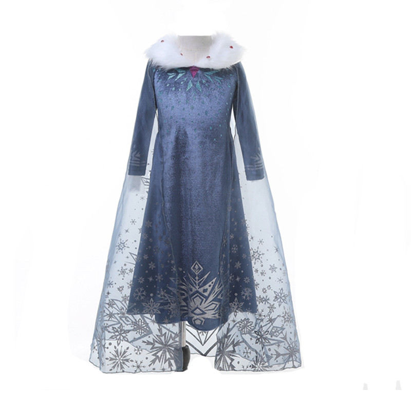 2022. aasta uus Elsa kleit, tüdrukute peokleit Vestidos, Cosplay tüdrukute riided Anna lumekuninganna prinditud sünnipäeva printsessi kleit, laste kostüüm