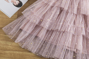 Κορίτσια Princess Mesh Layers Cake Dresses for Kids Sequin Elegant Party Tutu Prom Wedding Vestidos Summer Παιδικά βολάν Ρούχα