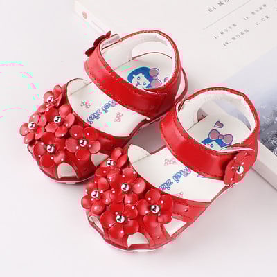 Väikelaste tüdrukute suvesandaalid Uus LED tuledega Tüdrukute sandaalid lilledega vibu helendavad kerged, hingavad laste jalatsid