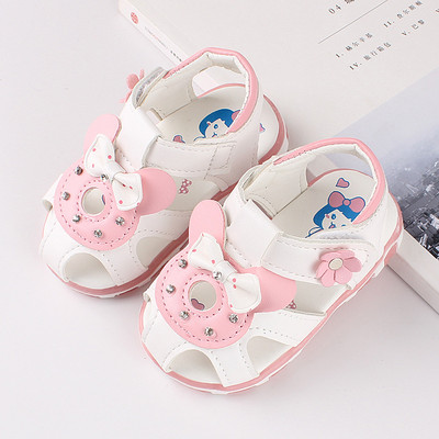 Väikelaste tüdrukute suvesandaalid Uus LED tuledega Tüdrukute sandaalid lilledega vibu helendavad kerged, hingavad laste jalatsid