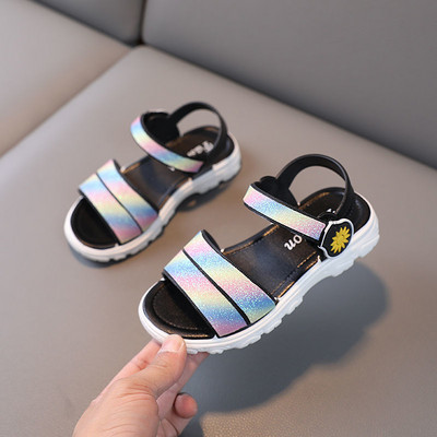 Gradientas Bling Vaikiški vasariniai batai Madingi PVC neslystantys mergaičių sandalai Princesės kabliuko kilpa kvėpuojanti avalynė Vaikiški sandalai