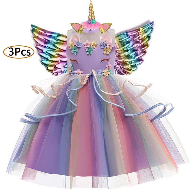 Rochii pentru copii cu unicorn pentru fete Costum pentru bebeluși pentru copii, ziua de naștere, nuntă, rochie de bal de seară, Halloween, rochii de Crăciun, de la 2 la 10 ani