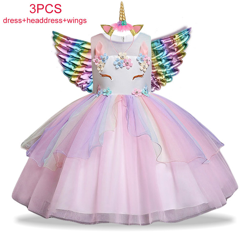 Rochii pentru copii cu unicorn pentru fete Costum pentru bebeluși pentru copii, ziua de naștere, nuntă, rochie de bal de seară, Halloween, rochii de Crăciun, de la 2 la 10 ani