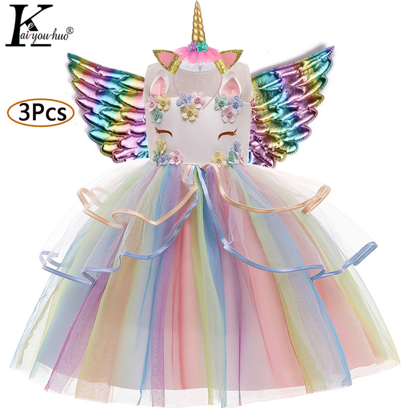 Rochii pentru copii cu unicorn pentru fete Costum pentru bebeluși pentru copii, ziua de naștere, nuntă, rochie de bal de seară, Halloween, rochii de Crăciun, de la 2 la 10 ani