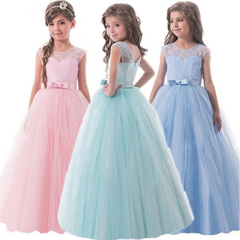 Рокля за тийнейджърки Летни детски дрехи Парти Елегантни принцеси Дълъг тюл Бебешки момичета Деца Дантелени рокли за сватбена церемония