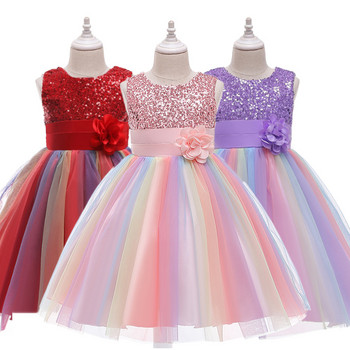 2-12 години лятна дантелена рокля на принцеса за момичета Детски рокли с флорални рокли за момичета Облекло за детски парти за рожден ден Tutu Custome Vestidos