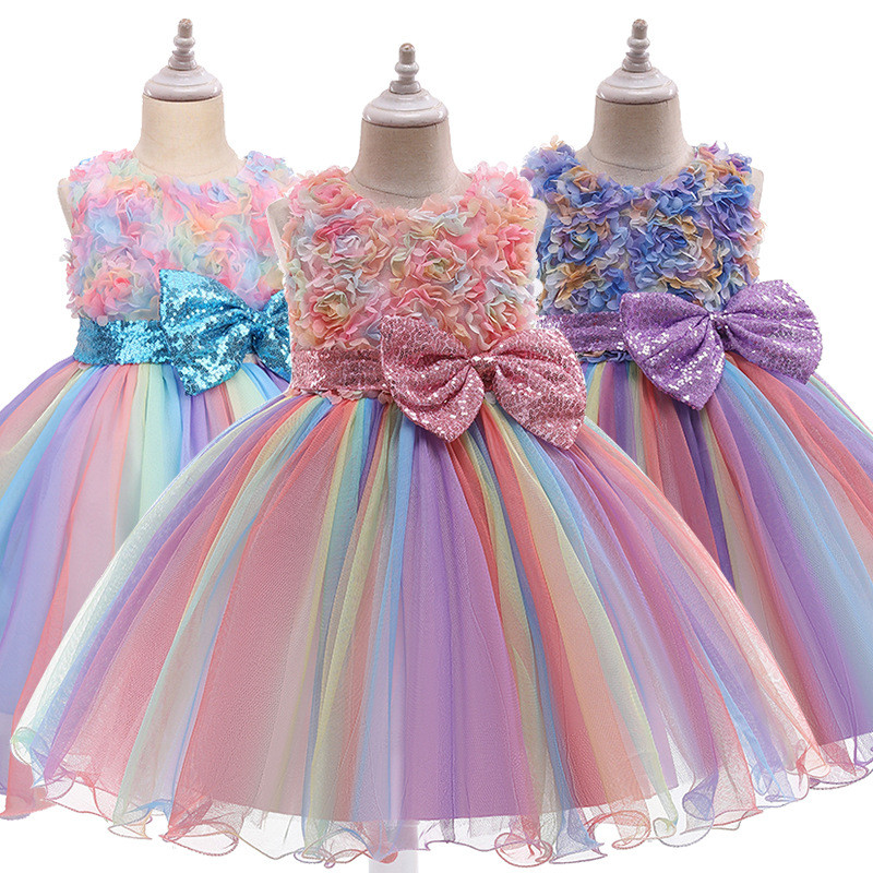 2-12Y lányok nyári csipke hercegnő ruha Virágos ruha Gyerek ruhák Lányoknak Ruházat Gyerekek Születésnapi Party Tutu Custome Vestidos