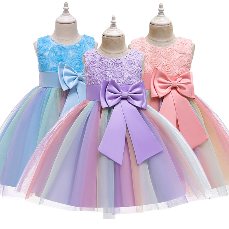 2-12Y lányok nyári csipke hercegnő ruha Virágos ruha Gyerek ruhák Lányoknak Ruházat Gyerekek Születésnapi Party Tutu Custome Vestidos