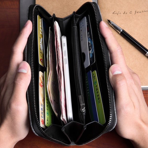 Tekstilinė stačiakampė piniginė vyrams - užsegama užtrauktuku