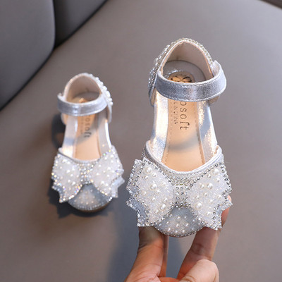 Καλοκαιρινό πέδιλα πριγκίπισσας πέδιλα μόδας παγιέτες φιόγκος στρας παιδικά παπούτσια Παιδικά παπούτσια σανδάλια για πάρτι γάμου E618
