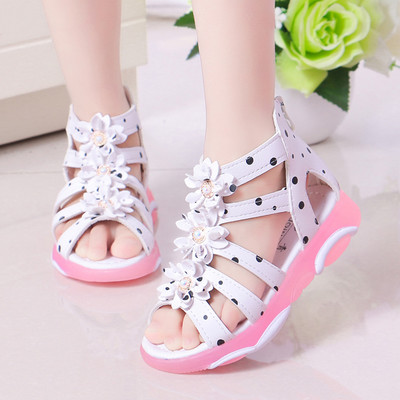 Princess cvjetne sandale za djevojčice Little Big Kids Rimske sandale Dječje gladijatorske sandale za plažu s biserima Sweet Soft 21-36