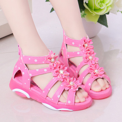 Printsessi lillelised sandaalid tüdrukutele Väikesed suured lapsed Rooma sandaalid lastele Gladiator pärlitega rannasandaalid Sweet Soft 21-36