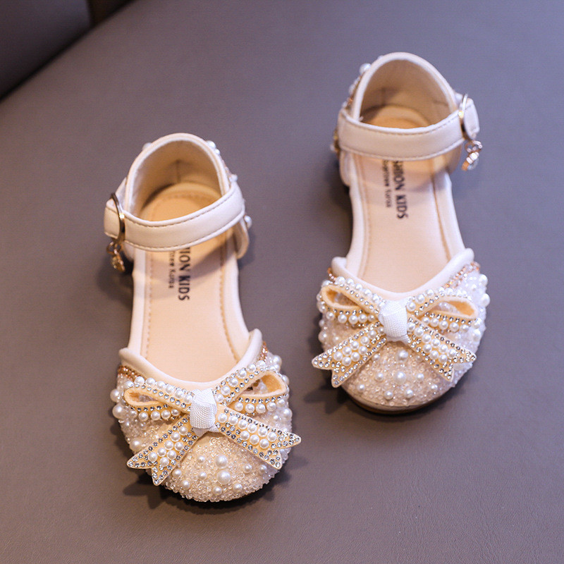 Sweet Girl Princess Batai Madingi Kalnų krištolas Pearl Bow Kūdikių Batai Vaikų Vakarėlis Vaikiški Šokiai Odiniai Batai Mergaitėms Nauji G83