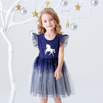 DXTON Girls Clothes 2022 New Summer Princess Dresses Flying Sleeve Παιδικό Φόρεμα Μονόκερος Party Girls Dresses Παιδικά ρούχα 3-8Y