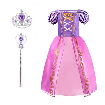 Vaikų mergaičių Rapunzelių suknelė Vaikams susivėlusi karnavalas Mergaitės princesės kostiumas Gimtadienio vakarėlio suknelės apranga Drabužiai 2–8 m.