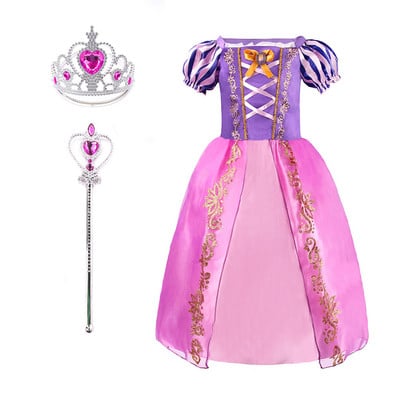 Vaikų mergaičių Rapunzelių suknelė Vaikams susivėlusi karnavalas Mergaitės princesės kostiumas Gimtadienio vakarėlio suknelės apranga Drabužiai 2–8 m.