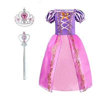 Vaikų mergaičių Rapunzelių suknelė Vaikams susivėlusi karnavalas Mergaitės princesės kostiumas Gimtadienio vakarėlio suknelės apranga Drabužiai 2–8 m.