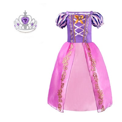 Vaikų mergaičių Rapunzelių suknelė Vaikams susivėlusi karnavalas Mergaitės princesės kostiumas Gimtadienio vakarėlio suknelės apranga Drabužiai 2–8 m.