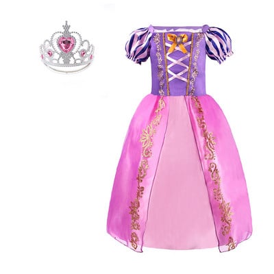 Vaikų mergaičių Rapunzelių suknelė Vaikams susivėlusi karnavalas Mergaitės princesės kostiumas Gimtadienio vakarėlio suknelės apranga Drabužiai 2–8 m.