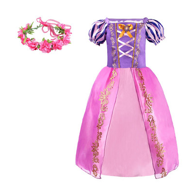 Vaikų mergaičių Rapunzelių suknelė Vaikams susivėlusi karnavalas Mergaitės princesės kostiumas Gimtadienio vakarėlio suknelės apranga Drabužiai 2–8 m.