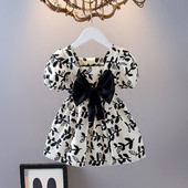 Tüdrukute riided 2022 Uued suvised printsessikleidid Lendavad varrukad õhukesed laste vabaajakleit Väikelaste pulmakleidid tüdrukutele