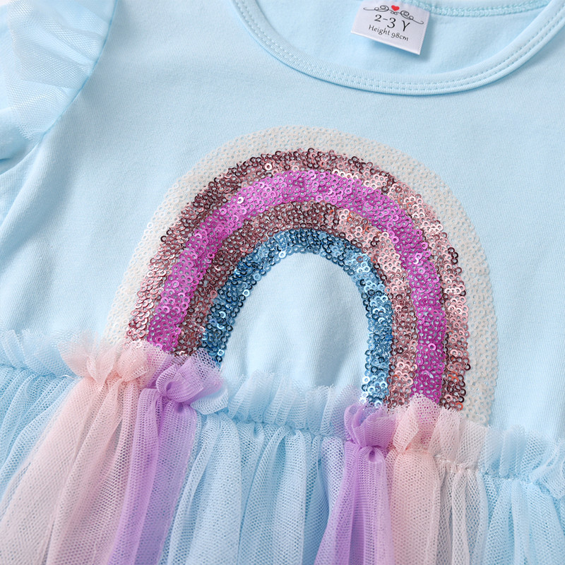 VIKITA mergaičių blizgučiais puošta princesė suknelė Rainbow išleistuvių suknelė vaikams rudens vaikams Vestidos ilgomis rankovėmis mergaičių suknelės laisvalaikiui