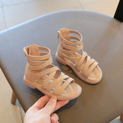 2022 m. vasaros mados romėniški batai Aukštaūgiai mergaičių sandalai vaikiški sandalai Gladiatoriniai sandalai vaikiški basutės mergaitėms vaikiški batai