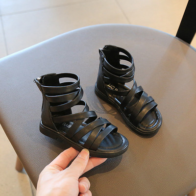 2022 m. vasaros mados romėniški batai Aukštaūgiai mergaičių sandalai vaikiški sandalai Gladiatoriniai sandalai vaikiški basutės mergaitėms vaikiški batai