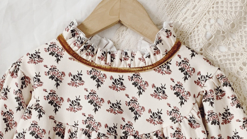 Rudeninė mergaičių suknelė japoniška korėjiečių vaikų drabužiai su gėlėmis Temperamento ilgomis rankovėmis Retro princesių suknelės vaikiškos laisvalaikio suknelės