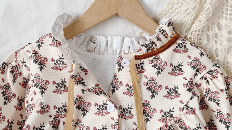 Rudeninė mergaičių suknelė japoniška korėjiečių vaikų drabužiai su gėlėmis Temperamento ilgomis rankovėmis Retro princesių suknelės vaikiškos laisvalaikio suknelės