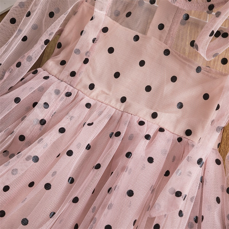 Nuo 2 iki 6 metų Mielos mergaitės rožinės princesės suknelės rudeninės mažylės mergaitės su taškeliais tiulis Laisvalaikio drabužiai Kūdikių gimtadienio vakarėliui Vestido