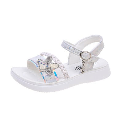 Mergaičių basutės 2022 m. Vasaros Nauja Miela Princesė Vaikams Madinga Princesė Solid Vaikiški Minkšti poliuretažo krištoliniai gėlėmis blizgantys vakarėlio batai