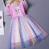 Καλοκαιρινά παιδικά φορέματα για κορίτσια Frozen Elsa κοντά μανίκια πριγκίπισσα φορέματα Vestidos Birthday Little Children Στολή για κορίτσια