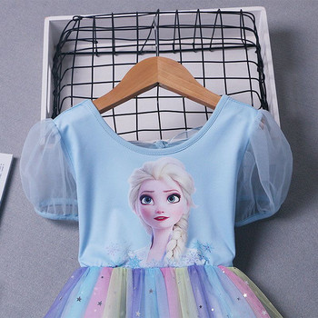 Летни детски рокли за момичета Frozen Elsa Рокли на принцеса с къс ръкав Vestidos Рожден ден Малки детски костюми Тоалети за момичета