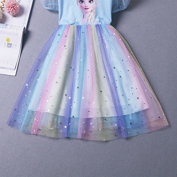 Καλοκαιρινά παιδικά φορέματα για κορίτσια Frozen Elsa κοντά μανίκια πριγκίπισσα φορέματα Vestidos Birthday Little Children Στολή για κορίτσια